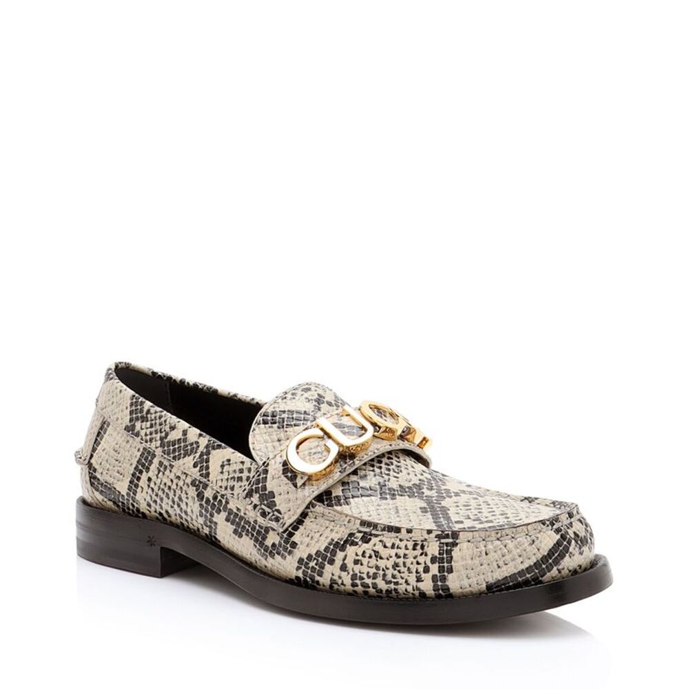 Gucci Python Embossed Logo Loafers - Size 7.5 / 37.5